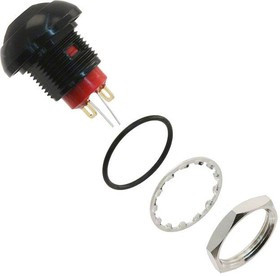 RP8300B2M1CEBLKBLKRED, Pushbutton Switches OFF-ON BLK Housing Blk Cap Red LED Dot