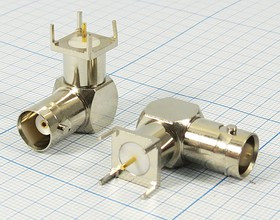 Разъем BNC розетка, 1P4C, на плату, h24.6mP11x11, угловой Разъем BNC розетка, 1P4C, на плату, h24.6mP11x11, угловой