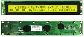 NHD-0240AZ-FL-YBW, LCD Character Display - 2 x 40 Characters - 5V - 8-Bit Parallel - Controller:SPLC780D OR ST7066U - 2x8 Left