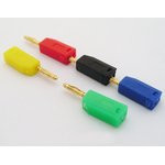 Переходник:штекер BANANA 2мм на гнездо BANANA 2мм и боковое гнездо для кабеля до 2мм,жёлтый,№12603Y