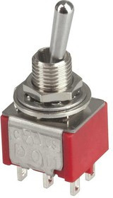 1MD6T1B5M1QE, Рычажный переключатель, Вкл.-Вкл.-Вкл., DPDT, Без Подсветки, Серия 1MD6, Панель, 5 А