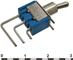 MTS-102-C4 on-on, Микротумблер MTS-102-C4, ON-ON, SPDT, 3 А, 250 В, 20 мОм, монтаж на плату, 3 контакта