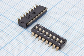 SWD4-8 (DS1040-01), DIP переключатель на 8 позициий, SMD, шаг 2.54мм; Q-2592 Z ПDIP-08\16P2,54\ON- OFF\SMD\SWD4-8\[DM-08]\