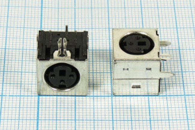Разъем (miniDIN) MDN-3FR [S-VHS] розетка, контакты 3HP, монтаж на плату, угловой,экранированный, MDN-3FR [S-VHS]