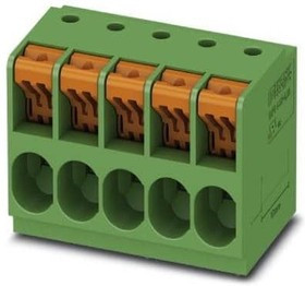 1017534, PCB Terminal Block, 10.16mm Pitch, Right Angle, Push-In, 5 Poles