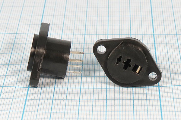 Разъем DIN 1HP+1HT+2HP розетка, на блок, фланец 2отверстия, ОНЦ-ВН-2-2/16Р