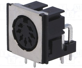 FM6727, Разъем DIN Аудио / Видео, 7 контакт(-ов), Гнездо, Монтаж на Печатную Плату, Пайка