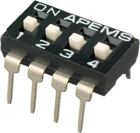 IKD0400101, 4 Way Through Hole DIP Switch SPST, Raised Actuator Slide Actuator