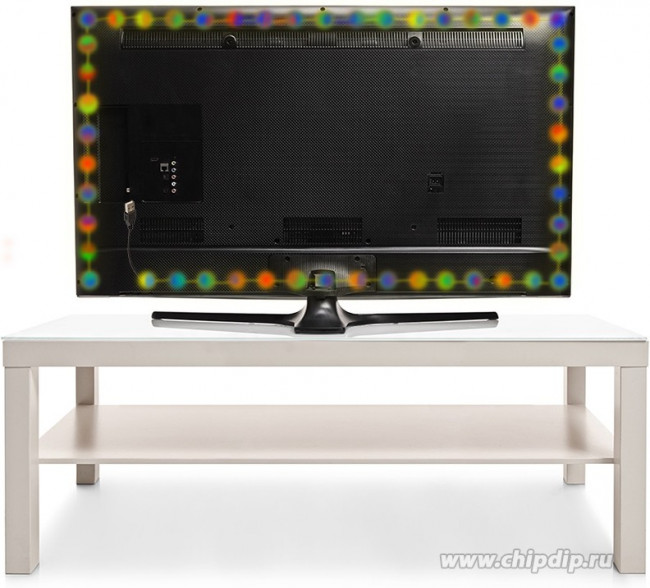 141-387, Лента светодиодная 5В, SMD5050, 4,8Вт/м, 60 LED/м, RGB, 10мм, 1м, с USB коннектором, черная, IP65 LA