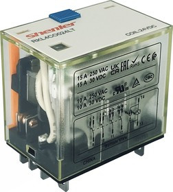 Силовые реле RKL4CO024LT, 4С (10A), 24VDC, LED + тест-кнопка