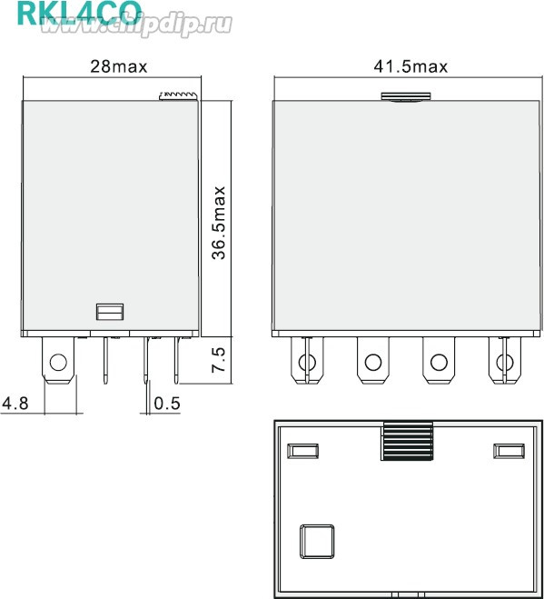 Силовые реле RKL4CO024LT, 4С (10A), 24VDC, LED + тест-кнопка Силовые реле RKL4CO024LT, 4С (10A), 24VDC, LED + тест-кнопка