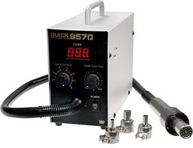 QUICK857DW+, станция термовоздушная (фен паяльный), с доп. насадками
