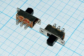 Переключатель движковый 15,0x 7,5h7, 6C, 0,5А 220, DPDT, 2 отверстия M2,0, QKBBZ40
