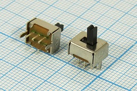 Переключатель движковый, 8.7x 6.8h5, контакты 6P2C, 0.3А, 50В, DPDT,SS-22D13 Переключатель движковый, 8.7x 6.8h5, контакты 6P2C, 0.3А, 50В, DPDT,SS-22D13