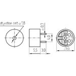 Излучатель звука магнитоэлектрический без генератора 1.5В/5.5 Ом, 9x5мм; зм 9x 5\ 1,5\ 5,5\2,731\2P4