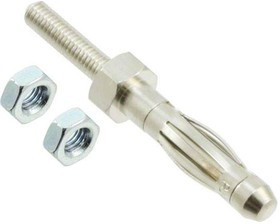 72918, Test Plugs &amp; Test Jacks 4MM PLUG W/ THREADED M3 STUD, 2 NUTS; 12MM (0.5IN) STUD LENGTH,