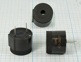 Зуммер пьезоэлектрический с генератором, размер 26x22, напряжение 6~18В, частота 2.9кГц, контакты 2P