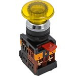 Кнопка AELA-22 "Грибок" желт. с подсветкой NO+NC 220В EKF pbn-aela-1o-220