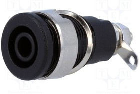 BS-324-LS-B, Гнездо, "банан" 4мм, 32А, черный, никелированные, изолированный