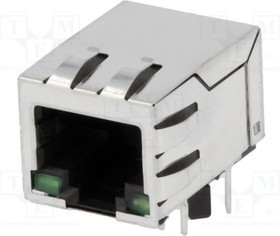 SI-60001-F, Гнездо; RJ45; PIN: 8; экранированный,с LED; Конф: 8p8c; THT