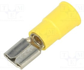 KEYS8280, Наконечник: плоский, 6,4мм, 0,8мм, "мама", обжим, на провод, желтый