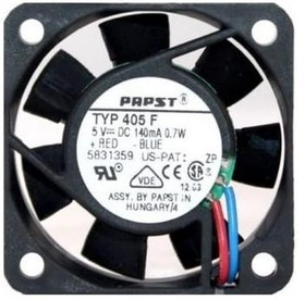 405 F, Вентилятор осевой, 40х40х10мм,5В, DC, 0.7Вт, скольжения, 5400об/мин, 2 провода