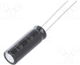 BUP002R8L505FA, Суперконденсатор, THT, 5Ф, 2,8ВDC, ±20%, d8x24мм, 70мОм, -40-65°C