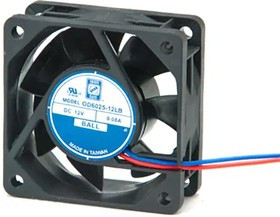 OD6025-48HB, DC Fans DC Fan, 60x60x25mm, 48VDC, 28CFM, 0.07A, 30dBA, 4200RPM, Dual Ball, 2xWire 24AWG