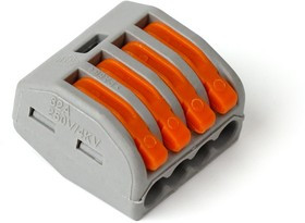 Компактная соединительная клемма 4-х проводная с рычажками, 15 шт. (SBE-ccwcc-4-rp)