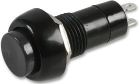 MCPS25A-2, Кнопочный переключатель, 12 мм, SPST, Вкл.-Выкл., Приподнятый Круглый, Черный