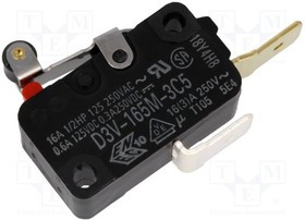 D3V-165M-3C5, Микропереключатель SNAP ACTION, с рычагом (с роликом), SPST-NC D3V-165M-3C5, Микропереключатель SNAP ACTION, с рычагом (с роликом), SPST-NC