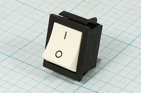 Клавишный выключатель 2-х полюсный белого цвета, 220В/16А, c фиксацией, №1062 W ПКл\ 4T\16А\ON-OFF\\чер/ бел\KCD2-201-B/W