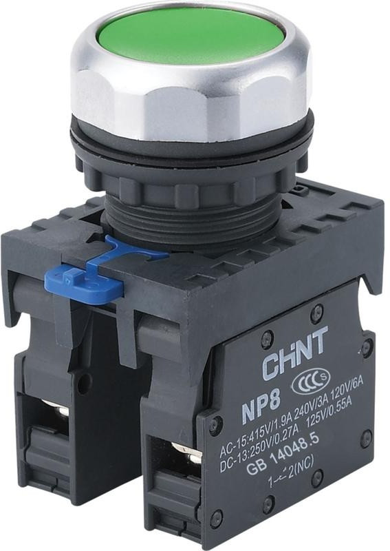 Кнопка управления NP8-11BN/3 без подсветки зел. 1НО+1НЗ IP65 (R) CHINT 667113