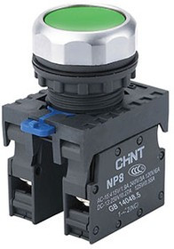Кнопка управления NP8-11BN/3 без подсветки зел. 1НО+1НЗ IP65 (R) CHINT 667113