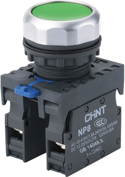 Кнопка управления NP8-11BN/3 без подсветки зел. 1НО+1НЗ IP65 (R) CHINT 667113