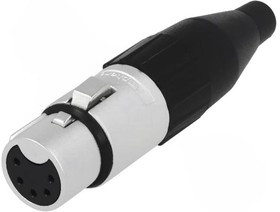 AC5FJ, Вилка, XLR, "мама", PIN: 5, прямой, на провод, пайка, луженые, 133В