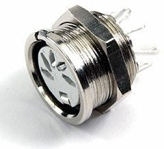 650-0300, Гнездо; DIN; "мама"; PIN: 3; Конф: 180°; на панель,винтами; пайка