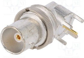 MX-73171-3356, Гнездо, BNC, "мама", угловой 90°, 75Ом, THT, на PCB, тефлон
