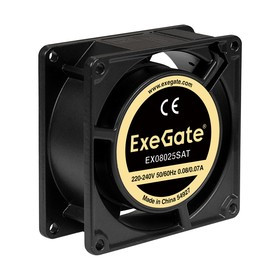 Вентилятор 220B ExeGate EX08025SAT (80x80x25 мм, Sleeve bearing (подшипник скольжения), алюминиевый