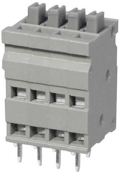 TBL009V-254-04GY-2GY, Fixed Terminal Blocks Terminal block, screwless, 2.54, Vertical, 4, Gray w Gray Button