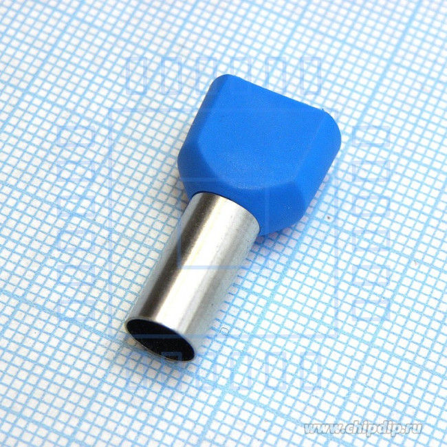 TE 10-14 Blue, наконечник кабельный торцевой сдвоенный трубчатый с изоляцией, L=26.6/14мм, провод 2х10мм2 TE 10-14 Blue, наконечник кабельный торцевой сдвоенный трубчатый с изоляцией, L=26.6/14мм, провод 2х10мм2