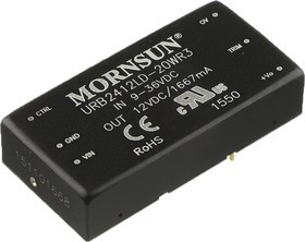 URB2412LD-20WR3, DC/DC преобразователь, 20Вт, вход 9-36В, выход 12В/1667мА