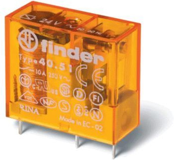 Реле электромагнитное SPDT U обмотки 230В AC 10А FINDER 405182300000 Реле электромагнитное SPDT U обмотки 230В AC 10А FINDER 405182300000