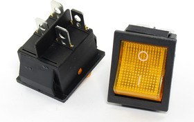 Переключатель клавишный, контакты 4T, 15А, ON-OFF, 21.5x27.2, подсветка ILсиняя, IRS201-1С