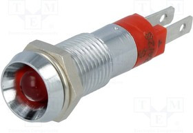SMBD08014, Индикат.лампа: LED, вогнутый, 24-28ВDC, Отв: d8,2мм, IP67, металл