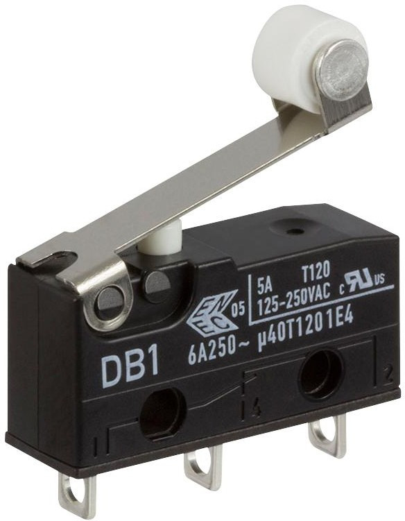 DB1C-A1RB, Basic / Snap Action Switches SPDT 6A 250Vac SolderTerm RollerLvr DB1C-A1RB, Basic / Snap Action Switches SPDT 6A 250Vac SolderTerm RollerLvr