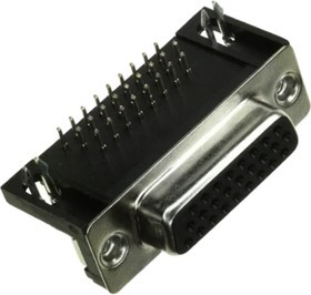181-026-213R531, 181 26 Way Right Angle Panel Mount D-sub Connector Socket, 2.28mm Pitch, with Boardlocks