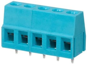 TB004-508-05BE, Fixed Terminal Blocks Terminal block, screw type, 5.08 , horizontal, 5 poles, CUI Blue, slotted screw, PCB mount