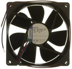 3414N, 3400 N Series Axial Fan, 24 V dc, DC Operation, 84m³/h, 2.3W, 100mA Max, IP20, 92 x 92 x 25mm