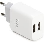 Блок питания (сетевой адаптер) HOCO C73A с 2 USB портами белый